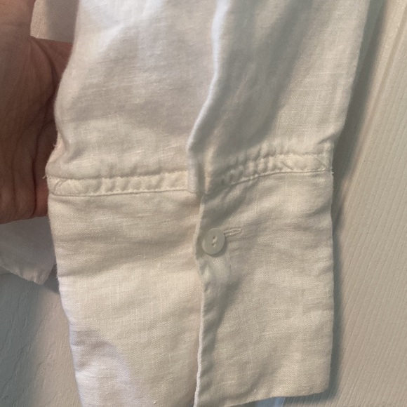 100% linen button up down blouse collar luxe summer Tracy M - Picture 5 of 7